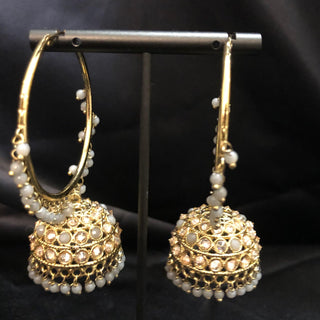 ADITI Antique Gold Jhumki - Grey