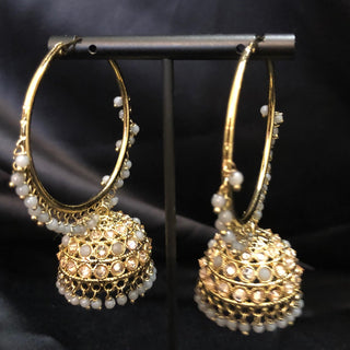 ADITI Antique Gold Jhumki - Grey