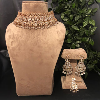 American Diamond Style Necklace Set - Rose Gold - Necklace Set
