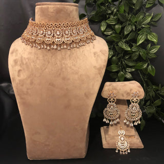 American Diamond Style Necklace Set - Rose Gold - Necklace Set