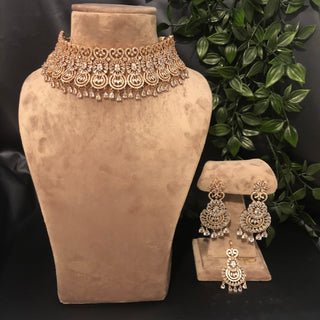 American Diamond Style Necklace Set - Rose Gold - Necklace Set