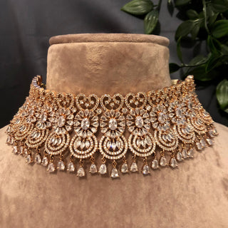 American Diamond Style Necklace Set - Rose Gold - Necklace Set