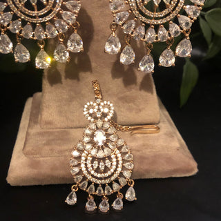 American Diamond Style Necklace Set - Rose Gold - Necklace Set