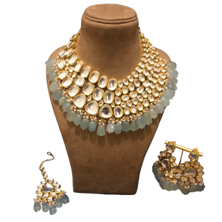 ISHIKA Kundan Necklace Set (Sky Blue) - Necklace Set