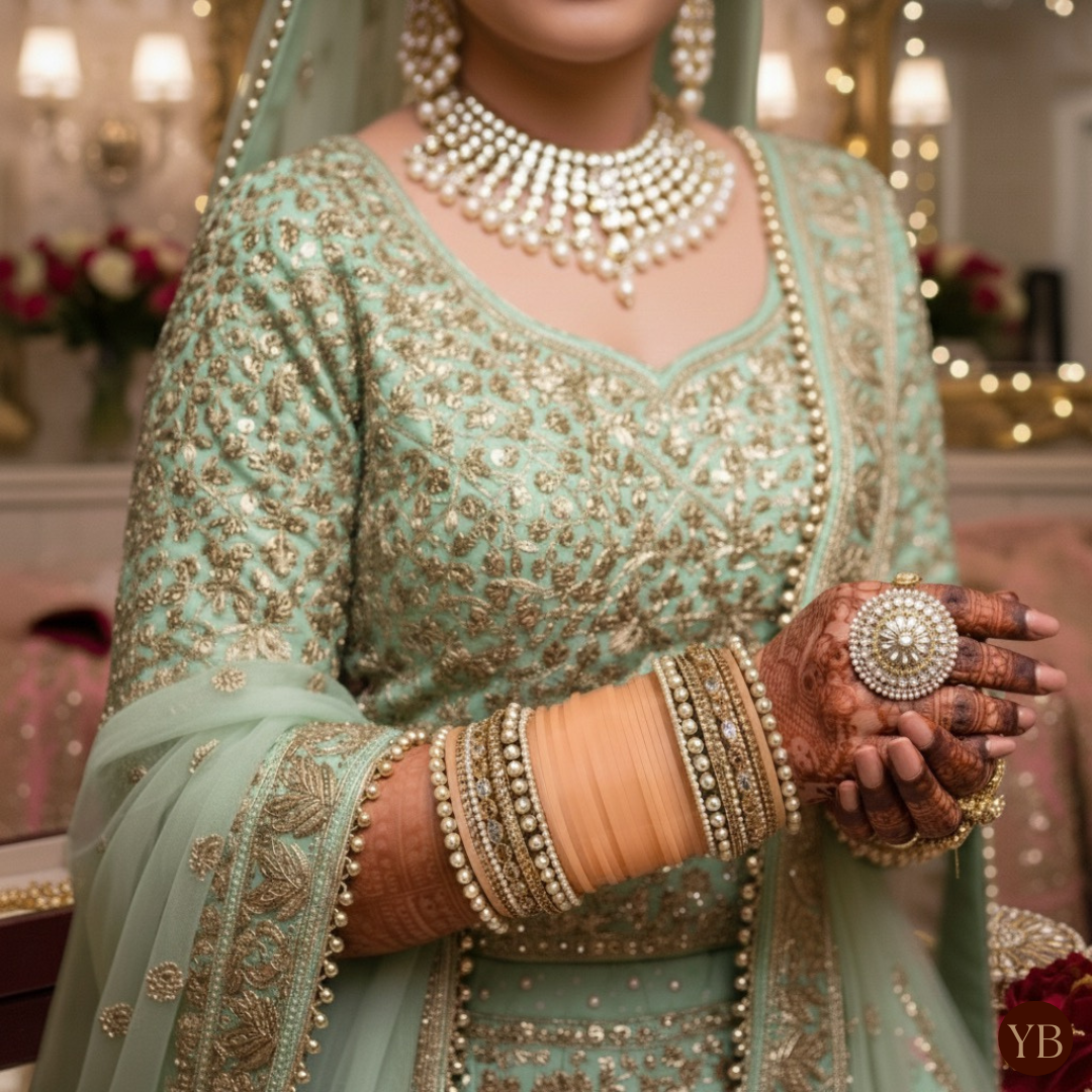 Maharani Collection: Timeless Bridal Choora - Blushing Petal Pearl - Bridal Chura