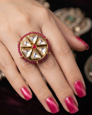 The Royal Heritage Kundan Statement Ring (Adjustable)