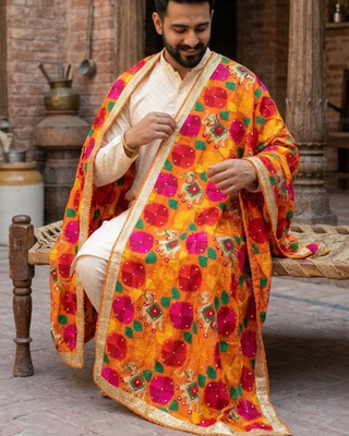 The Rajwadi Hathi Phulkari Dupatta