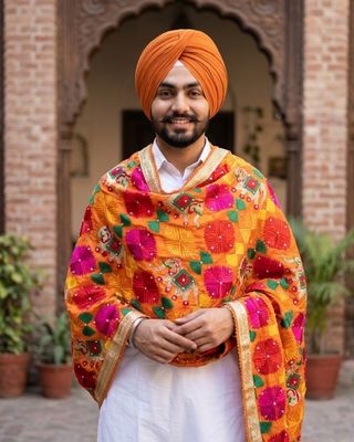The Rajwadi Hathi Phulkari Dupatta