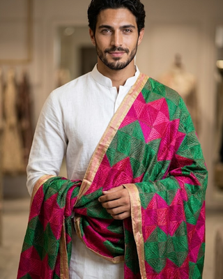 The Emerald Fusion Phulkari Dupatta