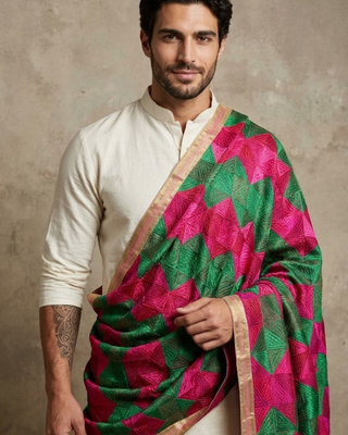The Emerald Fusion Phulkari Dupatta