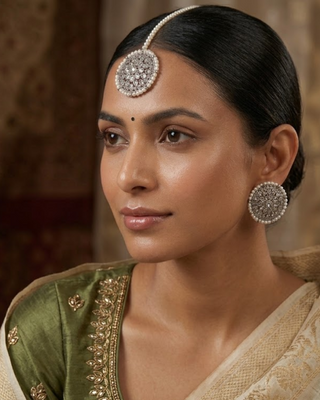Antique Silver Earring & Tikka Set