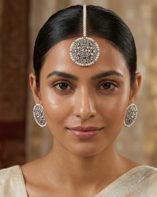 Antique Silver Earring & Tikka Set