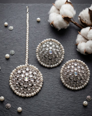 Antique Silver Earring & Tikka Set