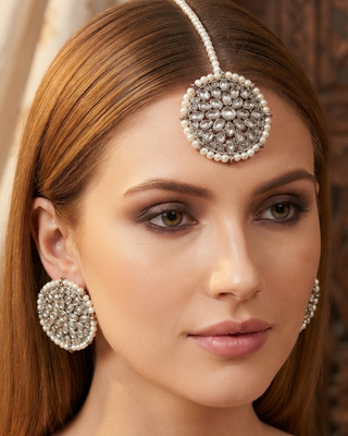 Antique Silver Earring & Tikka Set