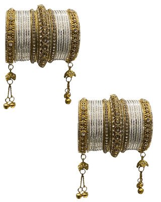 The Maharani Jasmine Bangle Set with Stone Detailing for Both Hands (Size 2.4)