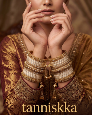 The Maharani Jasmine Bangle Set with Stone Detailing for Both Hands (Size 2.4)