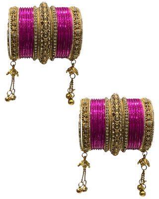 The Maharani Rose Bangle Set with Stone Detailing for Both Hands (Size 2.4)