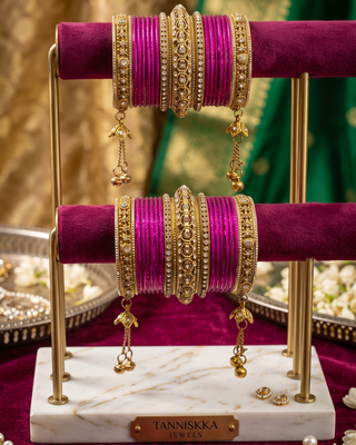 The Maharani Rose Bangle Set with Stone Detailing for Both Hands (Size 2.4)