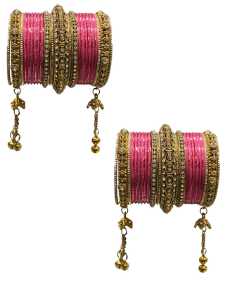 The Maharani Rose Bangle Set with Stone Detailing for Both Hands (Size 2.4)