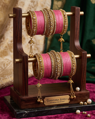 The Maharani Rose Bangle Set with Stone Detailing for Both Hands (Size 2.4)