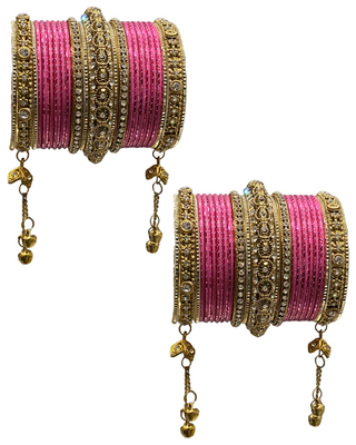 The Maharani Rose Bangle Set with Stone Detailing for Both Hands (Size 2.6)