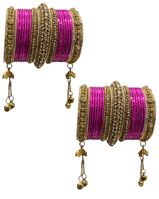 The Maharani Rose Bangle Set with Stone Detailing for Both Hands (Size 2.6)