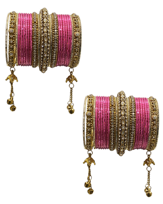 The Maharani Rose Bangle Set with Stone Detailing for Both Hands (Size 2.6)
