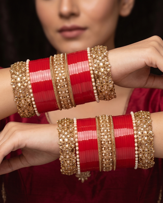 The Royal Rajputana Red Bridal Choora Set | Heritage Collection (Size 2.6-2.8)