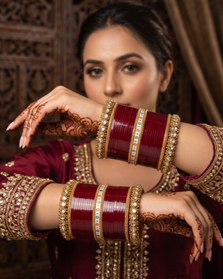 The Royal Maroon Bridal Choora Set | Heritage Collection (Size 2.6-2.8)