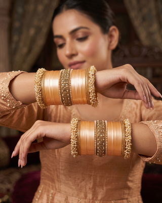 The Royal Peach Ombre Bridal Choora Set | Heritage Collection (Size 2.6-2.8)