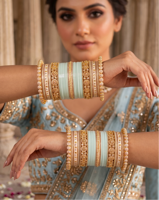The Royal Baby Blue Bridal Choora Set | Rani Collection (Size 2.8-2.10)