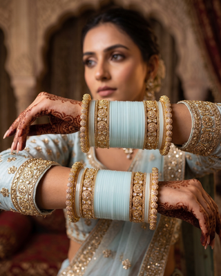 The Royal Baby Blue Bridal Choora Set | Rani Collection (Size 2.8-2.10)