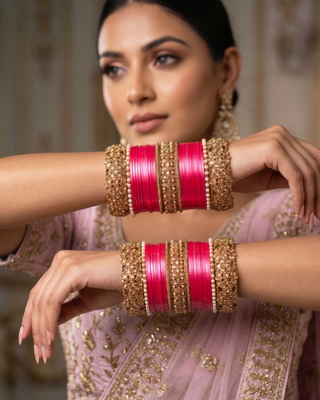 The Jaipur Rose Bridal Choora Set | Heritage Collection (Size 2.6-2.8)