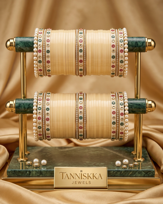 NIKKI Ivory Dotted Traditional Kundan Bridal Chura (2.10-2.12)