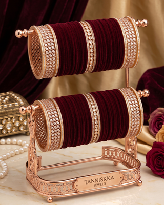 Trending Velvet Maroon Bridal Choora / Bangles Set (2.6-2.8)