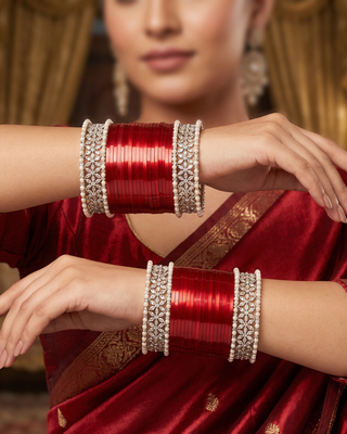 Red Ombre Bridal Choora / Bangles Set (2.6-2.8)