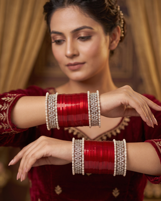 Red Ombre Bridal Choora / Bangles Set (2.6-2.8)