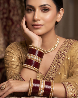Maroon Bridal Choora / Bangles Set (2.6-2.8)