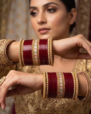 Maroon Bridal Choora / Bangles Set (2.6-2.8)