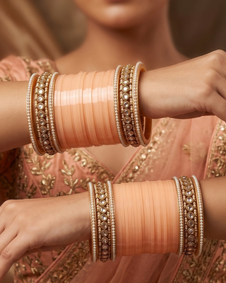 Peach Bridal Choora / Bangles Set (2.6-2.8)