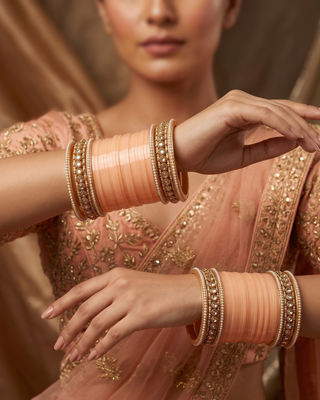 Peach Bridal Choora / Bangles Set (2.6-2.8)