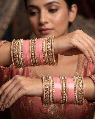 Baby Pink Bridal Choora / Bangles Set (2.6-2.8)