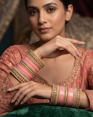 Baby Pink Bridal Choora / Bangles Set (2.6-2.8)