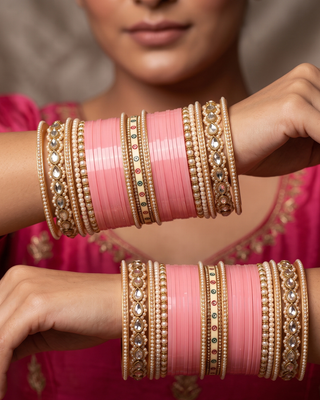 Baby Pink Bridal Choora / Bangles Set (2.6-2.8)