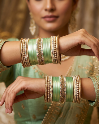 Mint Ombre Bridal Choora / Bangles Set (2.6-2.8)