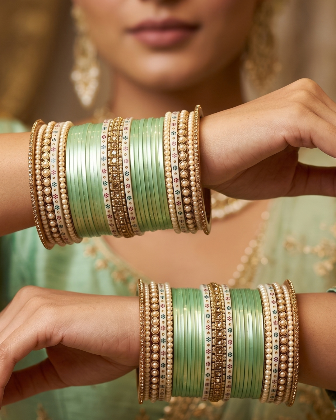Mint Ombre Bridal Choora / Bangles Set (2.6-2.8)