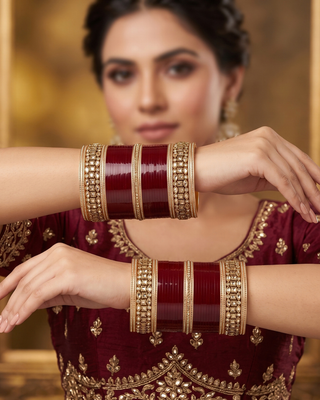 Maroon Bridal Choora / Bangles Set (2.8-2.10)
