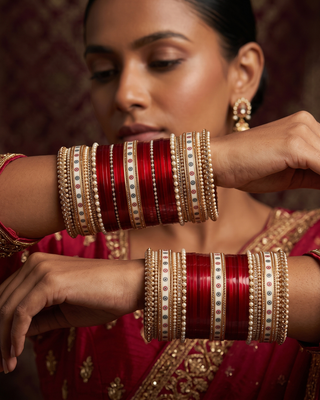 Ombre Maroon Bridal Choora / Bangles Set (2.6-2.8)