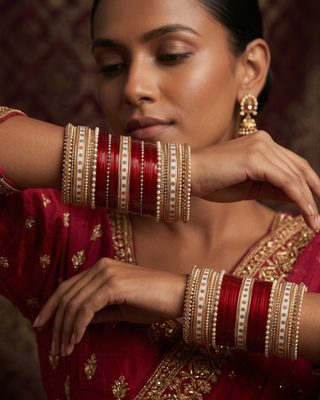 Ombre Maroon Bridal Choora / Bangles Set (2.6-2.8)