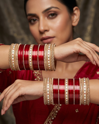 Ombre Maroon Bridal Choora / Bangles Set (2.6-2.8)